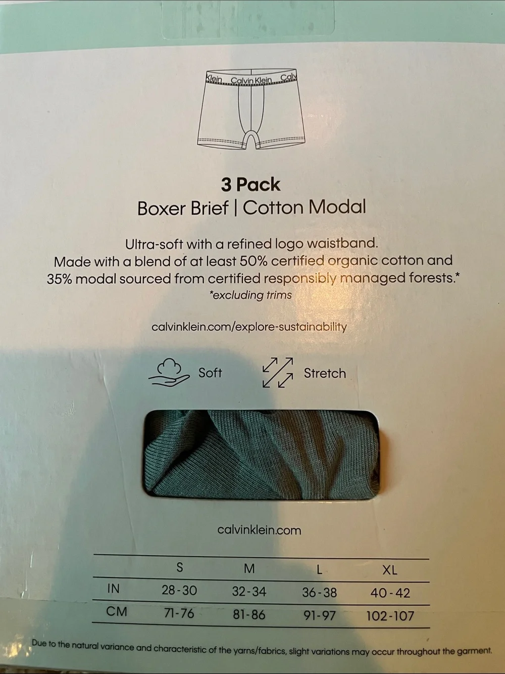 NWT Calvin Klein 3-Pack Cotton Modal Boxer Briefs in Gray, Black & Mint